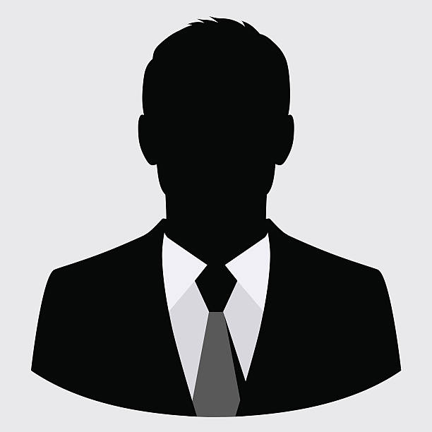 Vector businessman black silhouette isolated.